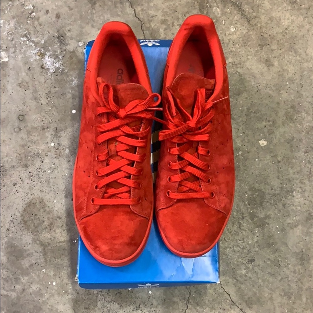 Red suede Stan Smith sneakers sz 11 pre owned